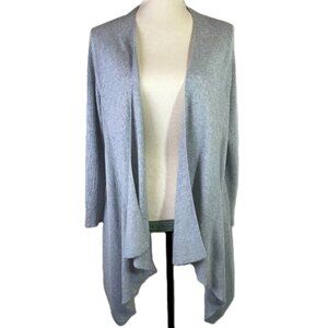 Eileen Fisher Cardigan Open Front Cotton Blend Blue Gray Long Sleeves Size LP